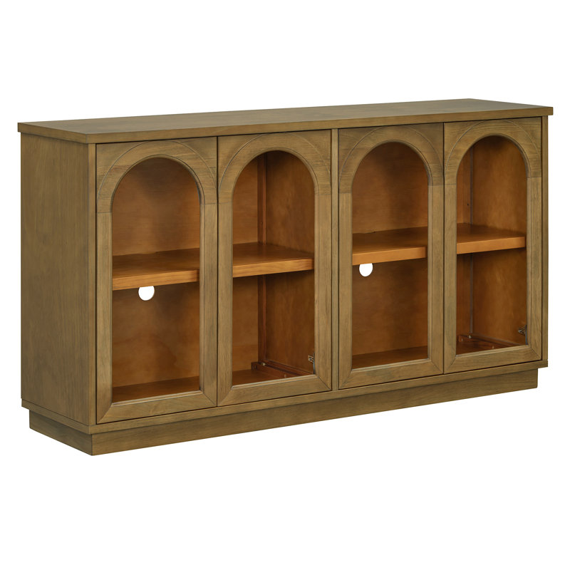 TREXM 4-Door Large Storage Buffet Cabinet With Glass Doors