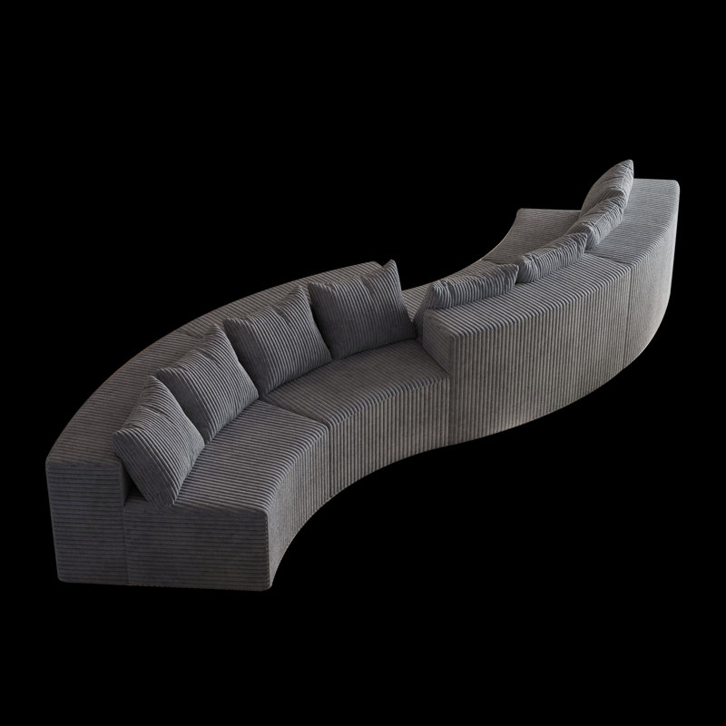 Canapé modulaire courbé, canapé modulaire avec coussins, Gris, H 30,53 po x l 156,03 po x P 63,03 po