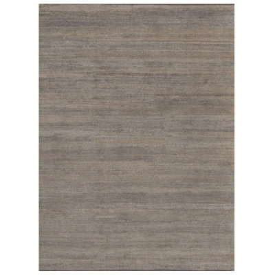 Silk Striped Area Rug in Gray/Beige/Brown/Charcoal Black