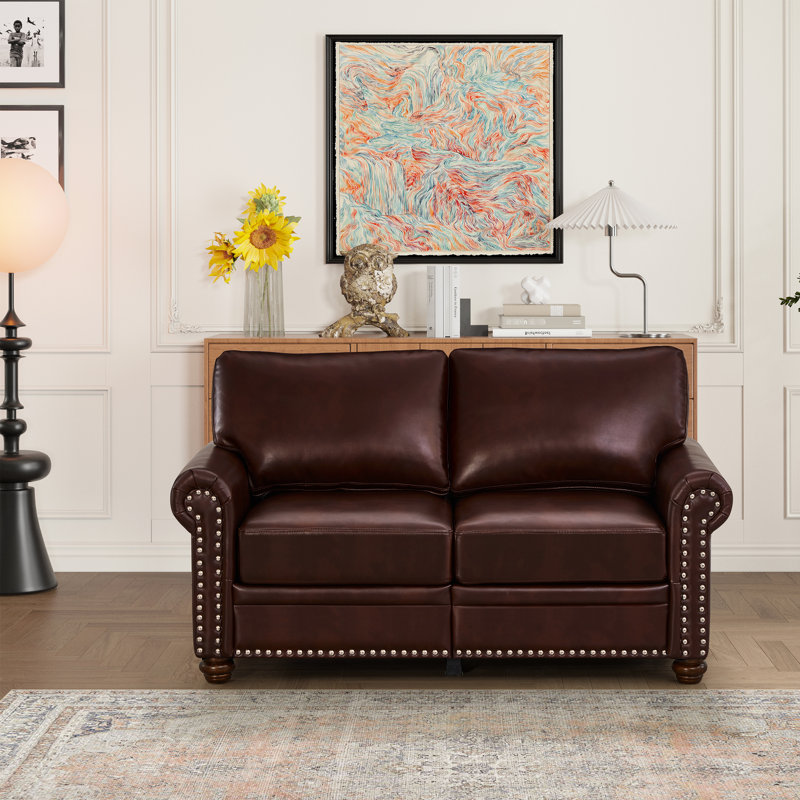 Mobilier de salon bourgogne - Matériau utilisé: cuir de soutien confortable avec accoudoirs ronds