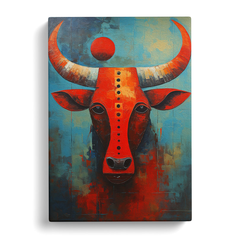 Taurus Zodiac Expressionism - Wrapped Canvas Print, 76cm H x 50cm W x 3cm D