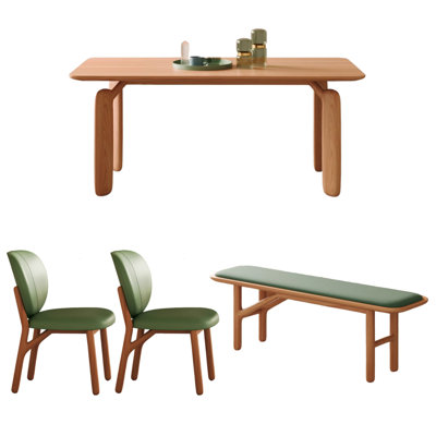 Log Style Premium Cherry Wood Dining Table Set