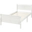 Lit simple blanc - structure de plateforme en bois massif avec tête de lit