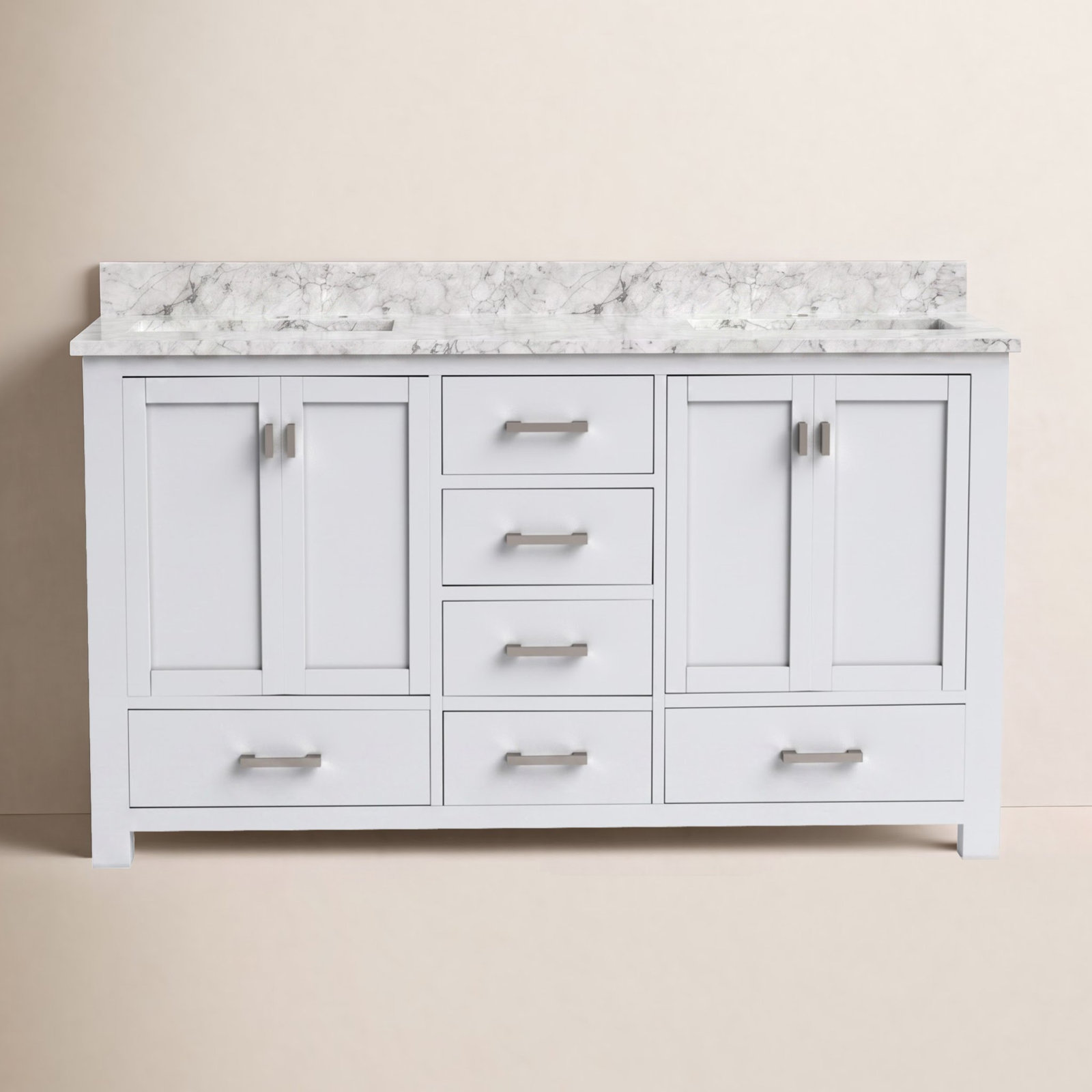 Souther Double Bathroom Vanity Base, White