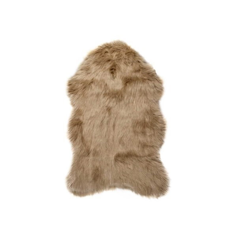 Tapis brun clair en fausse peau de mouton Asmat Asmat, Tapis de couloir 2 pi x 3 pi