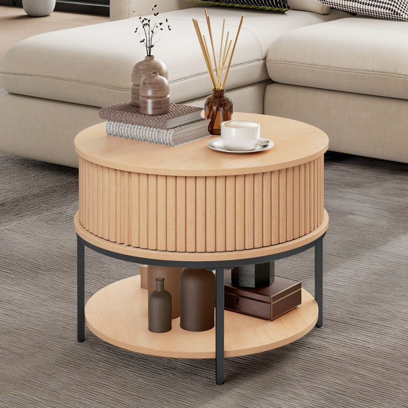 Four Leg Coffee Table with Storage, Oak