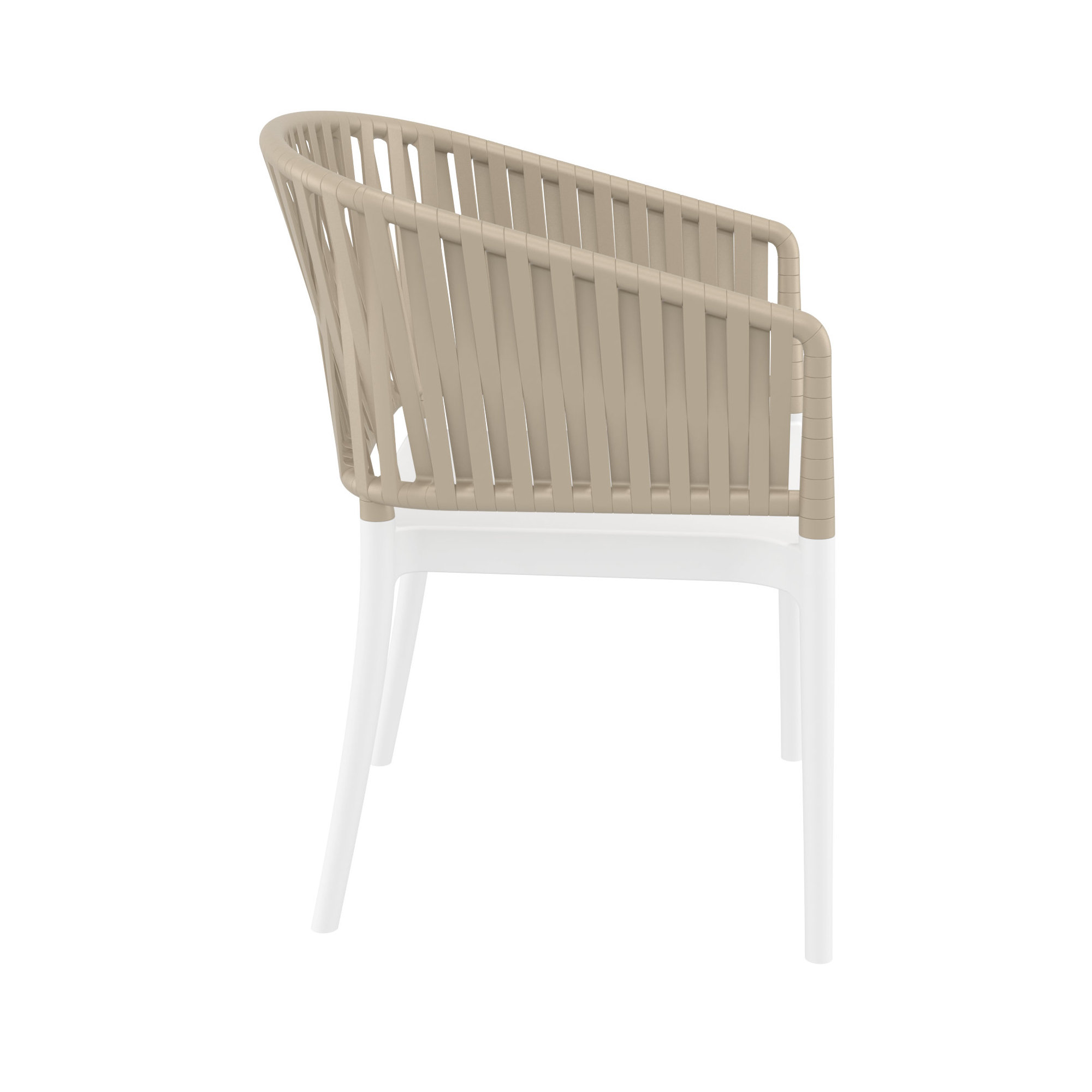 Newport Outdoor Stacking Dining Armchair, Taupe/White