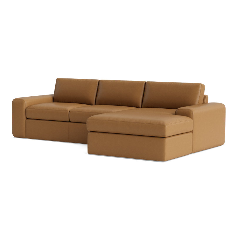 The OG Leather Chaise Sectional, Right Hand Facing, Bison Butterscotch Top Grain Leather