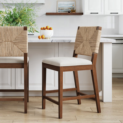 Beacon Upholstered Counter Stool with Solid Wood Frame