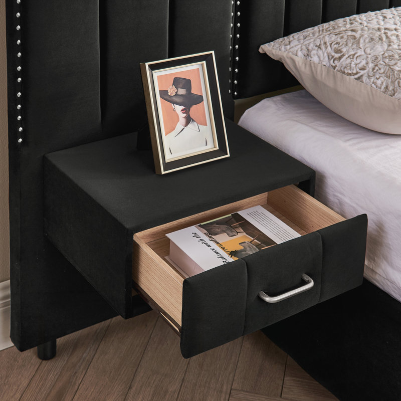 Structure de lit tapissier grand, Black