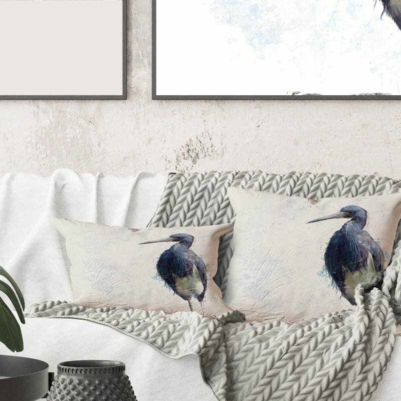 Housse et insert de coussin rectangulaire tricolore Heron Bird