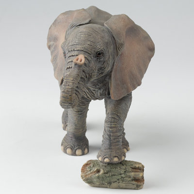 8.07 inches L Multicolor Baby Elephant Kicking Rock made of Resin