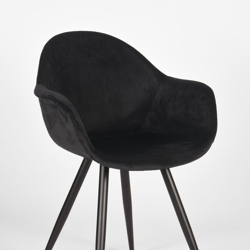 Feather 49cm H Velvet Upholstered Armchair, Black