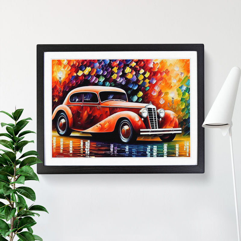 XH1022-6582X Painted Classic Car Vol.1 Abstract - Single Picture Frame Print, 34cm H x 46cm W, Black