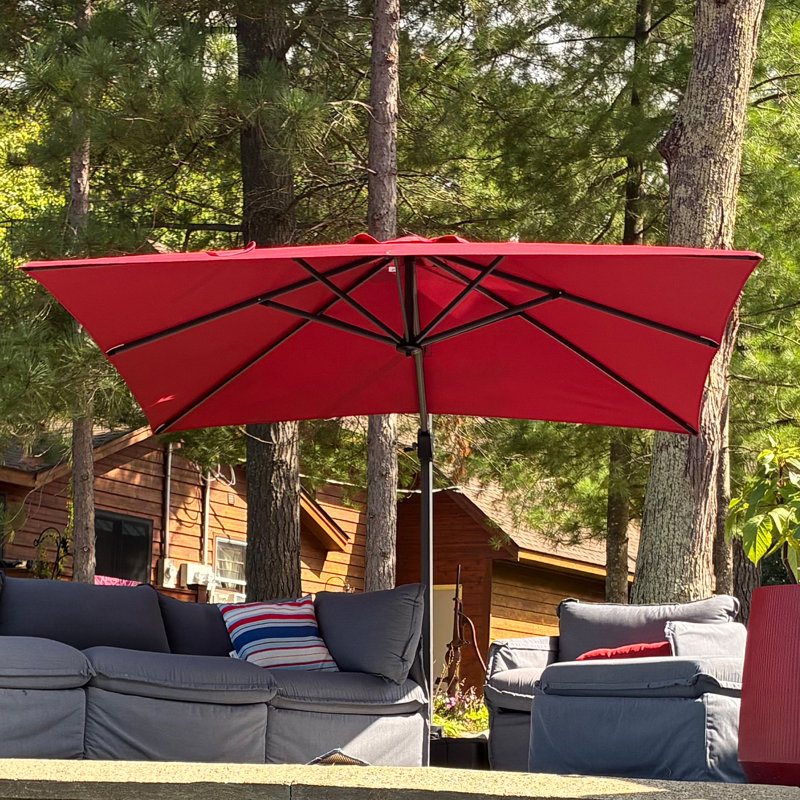 Parasol carré en porte-à-faux 8 pi avec base et rotation à 360 degrés, Terra