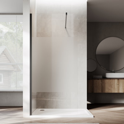 Panneau de douche simple réversible fixe sans cadre l 36 po x H 72 po, verre semi-givré nano facile à nettoyer 5/16 po