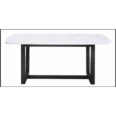 Table de salle à manger Madan avec plateau en marbre durable, parfaite pour les expériences culinaires élégantes et durables