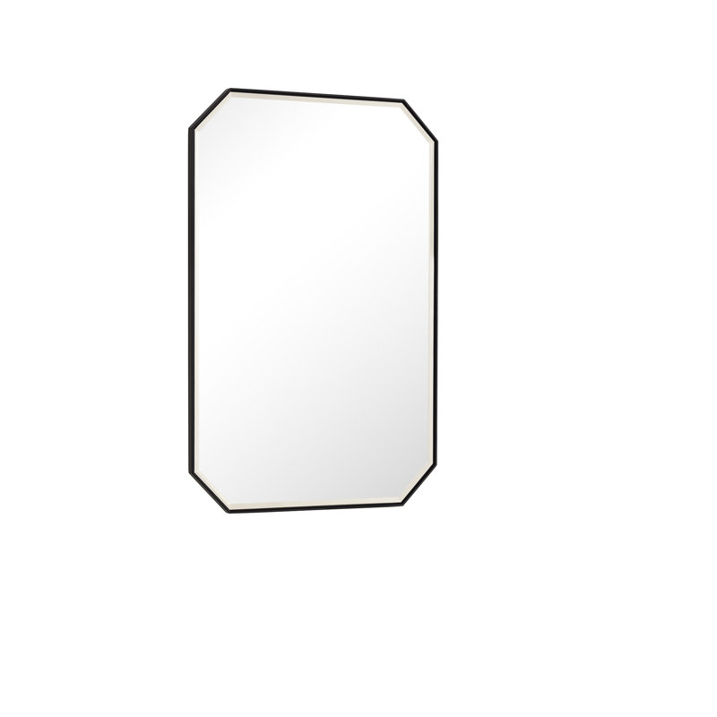 Rohe Metal Flat Wall Mirror, 36" x 24", Matte Black