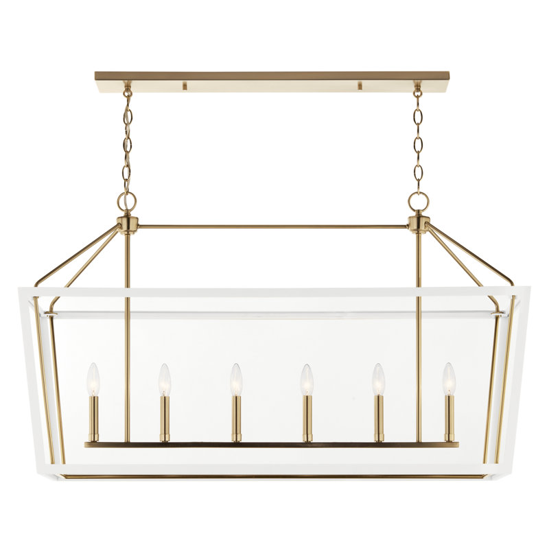 Delvin 6 - Light Dimmable Linear Chandelier, White/Champagne Bronze