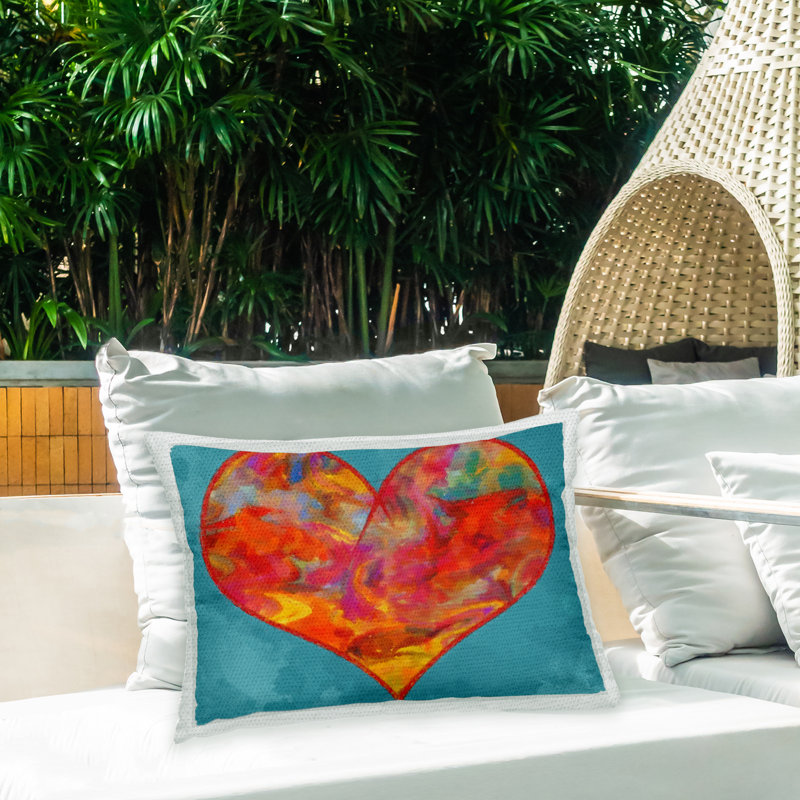 Coussin d'extérieur à motif moderne Modern Heart