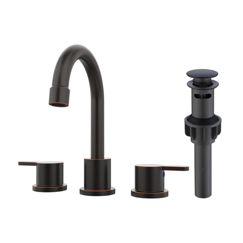 Widespread Bathroom Sink Faucet Handle inch Lavatory Faucet Hole 360° Swivel Spout Vanity Sink Basin Faucets with Pop Up Drain Assembly