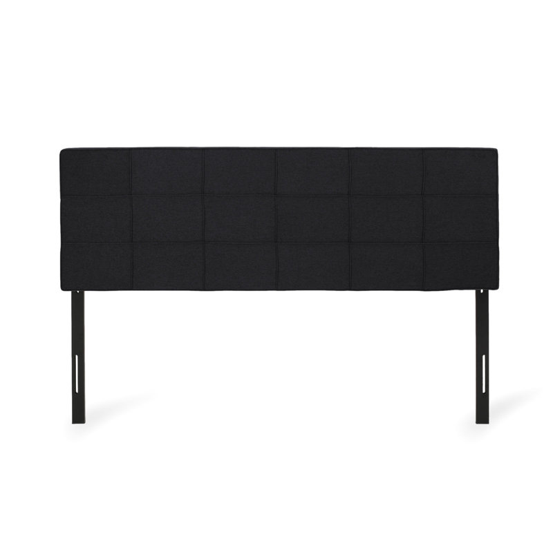 Tête de lit contemporaine très grand lit - Gaufres en tissu noir avec bords passepoilés