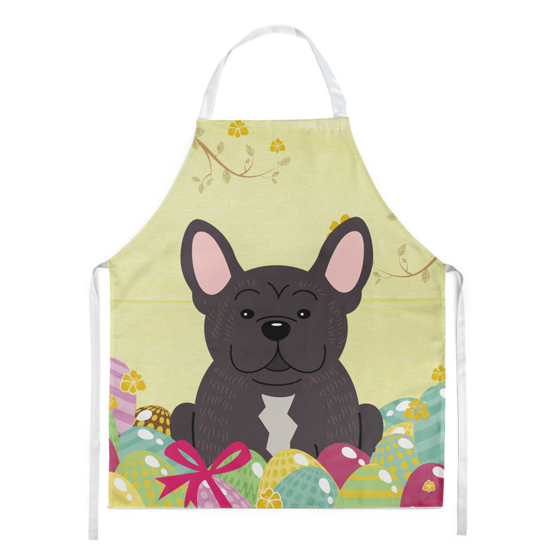 Easter No Pattern Bib Apron, Yellow/Brown/Black, French Bulldog Brindle