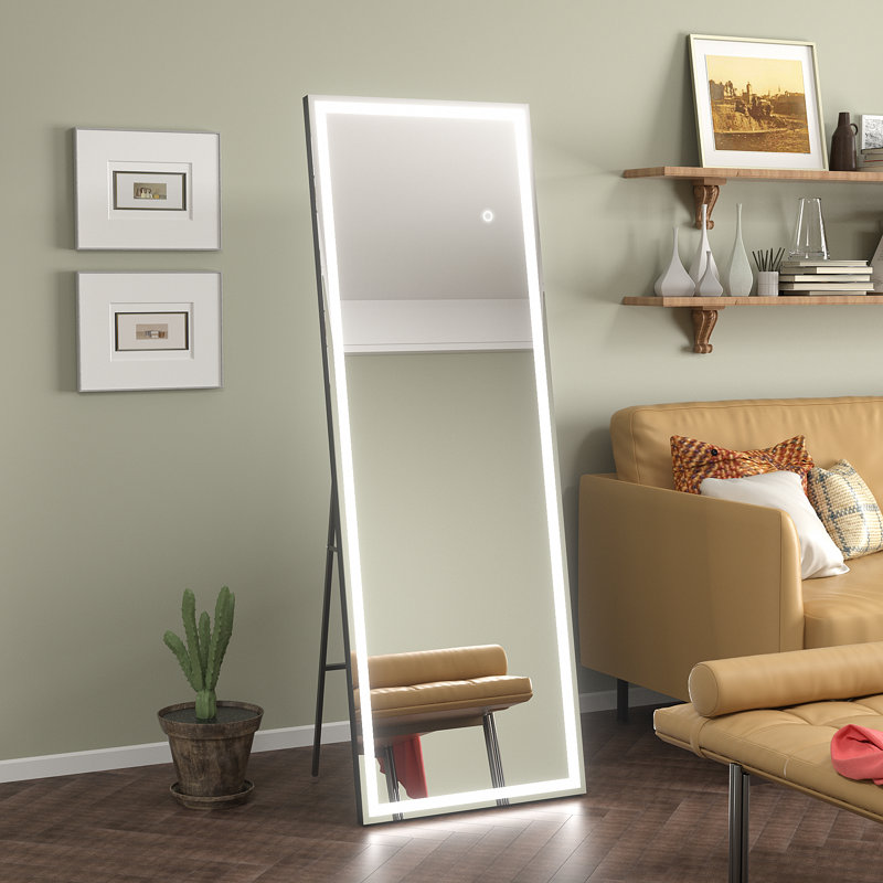 Miroir pleine longueur avec cadre en alliage d'aluminium et verre trempé avec 3 réglages de température et de luminosité