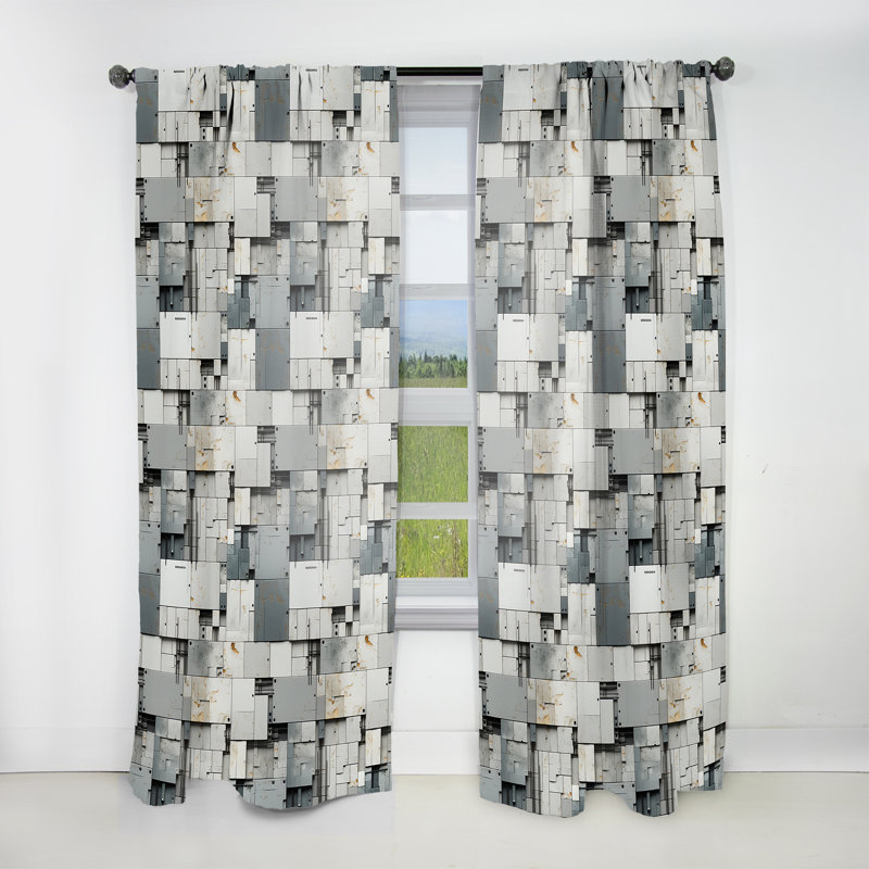 Industrial Harmony I - Abstract Curtain - Velvet Room Darkening - 1 Panel, 52" W x 108" L