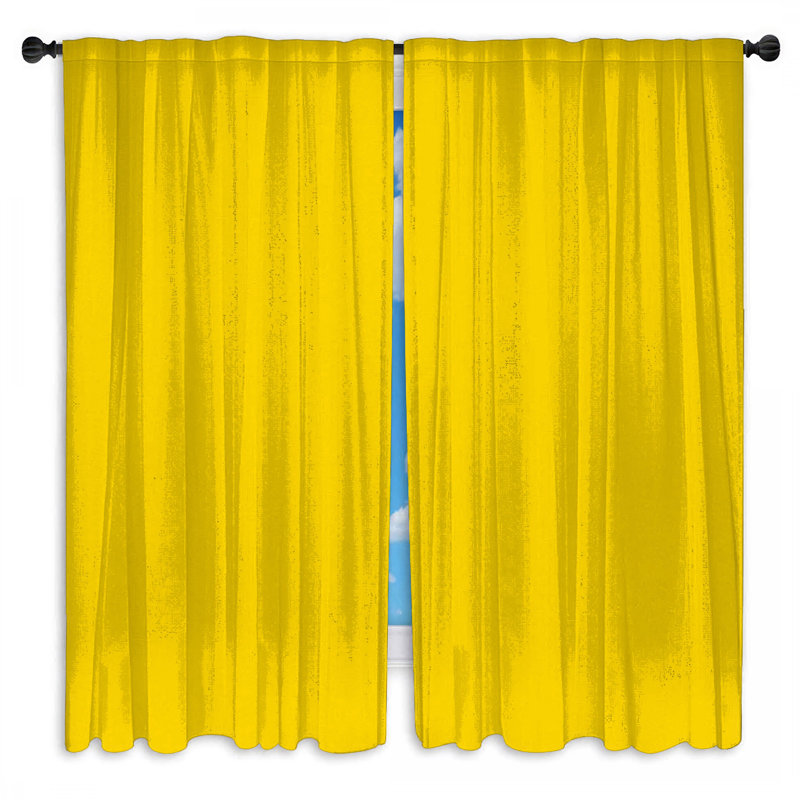 Solid Yellow Background Window Curtains Solid Color Sheer & Room Darkening - 2 Panels, 20in x 60in - 2 panels, Sheer