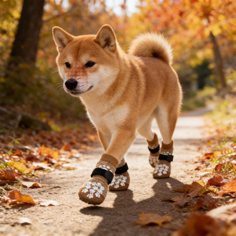 Chaussettes antidérapantes pour chien avec sangles réglables, taille L, kaki, KHL