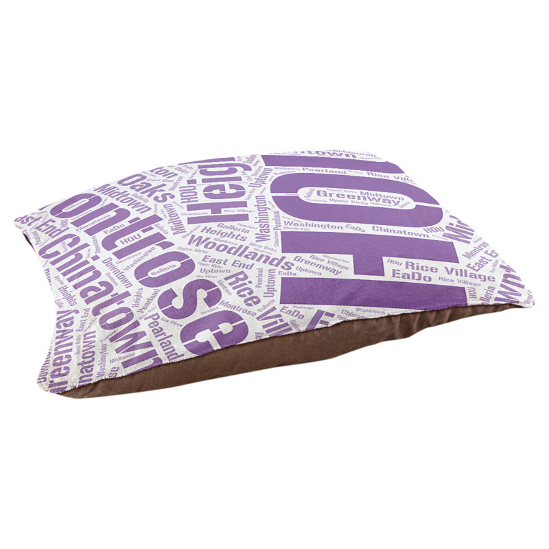 Coussin de chien « districts », Grand (l 40 po x P 30 po x H 14 po), Mauve, Houston