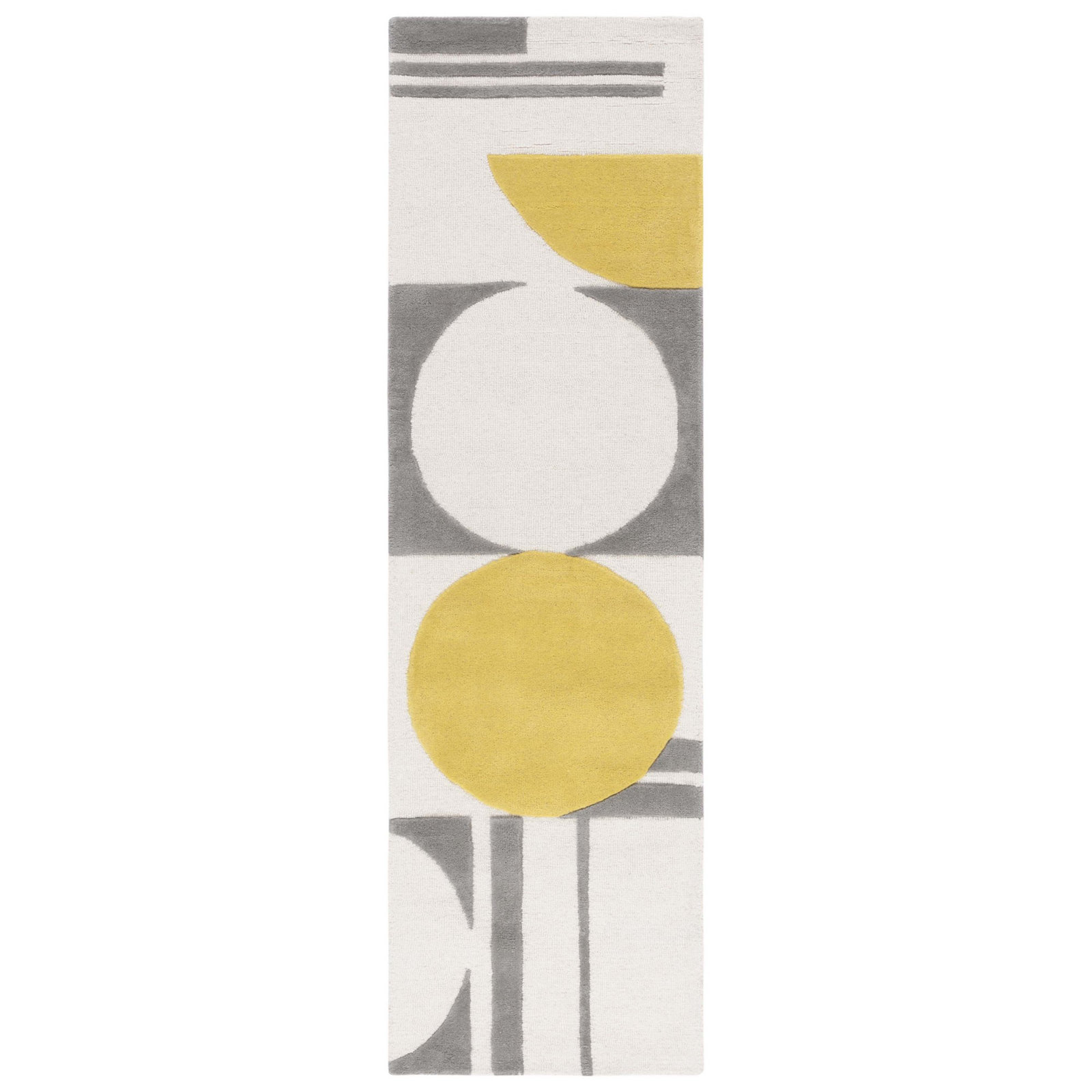 Felipe Gray Gold Hand-Tufted Wool Geometric Rug, Runner 2'3" x 8'