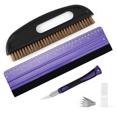 Peel and Stick Wallpaper & Vinyl Installation Tool Kit – Effortless Smoothing & Time-Saving, with 10" Green Smoothing Brush, Large Felt Squeegee, Craft Knife (5 Blades)