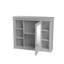 Armoire de salle de bain murale moderne avec plusieurs tablettes ouvertes et miroir-975373841