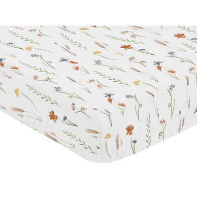 Watercolor Floral Garden Sage Green Fitted Crib Sheet by Sweet Jojo Designs