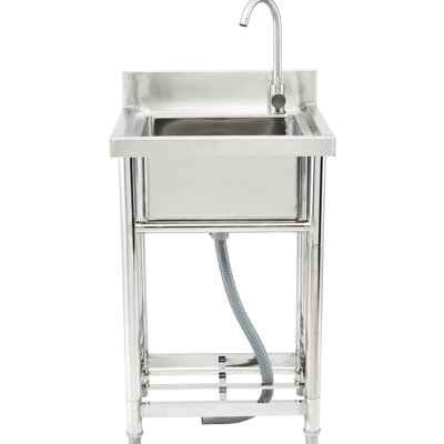 Évier utilitaire en acier inoxydable, 1 compartiment, 16 x 13 8,7 po, pour le garage, le restaurant, la cuisine, la buanderie, les pieds réglables, le robinet à fuite 360, la fonction de robinet