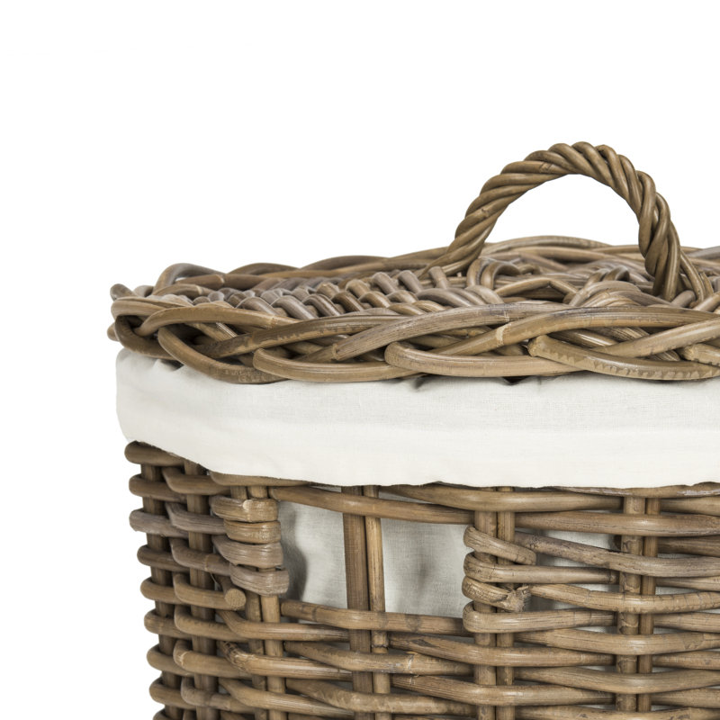 Natural Brown Rattan Laundry Baskets with Removable Lids