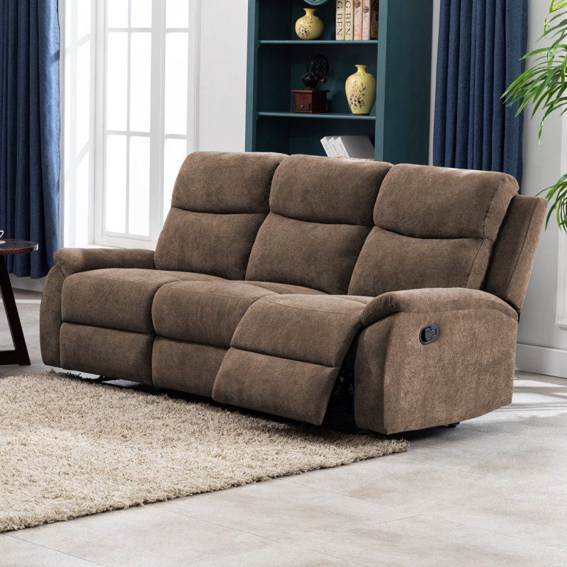 Abrea Faux Leather Reclining Sofa, Brown