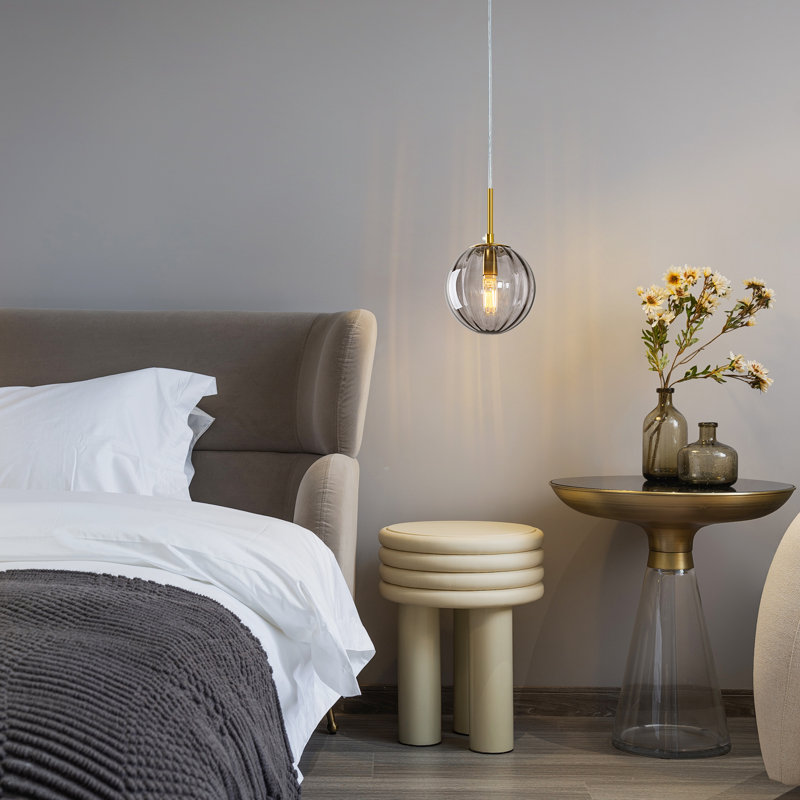 Glass Pendant Lights Kitchen Island Globe Pendant Light Fixtures For Bedroom Living Dining Room, Gray