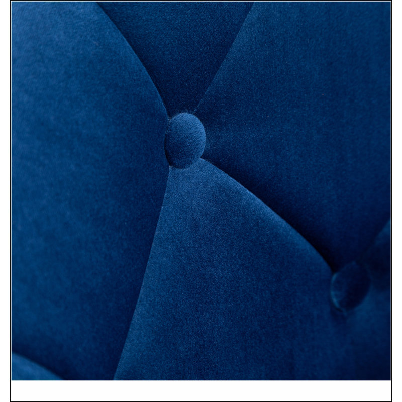 Fauteuil d'appoint pivotant en velours capitonné, Bleu