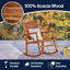 Ned Farmhouse Chevron Solid Acacia Wood Outdoor Rocking Chair, All-Weather Teak Finish Porch Rocker for Patio, Deck, and Garden-87691030