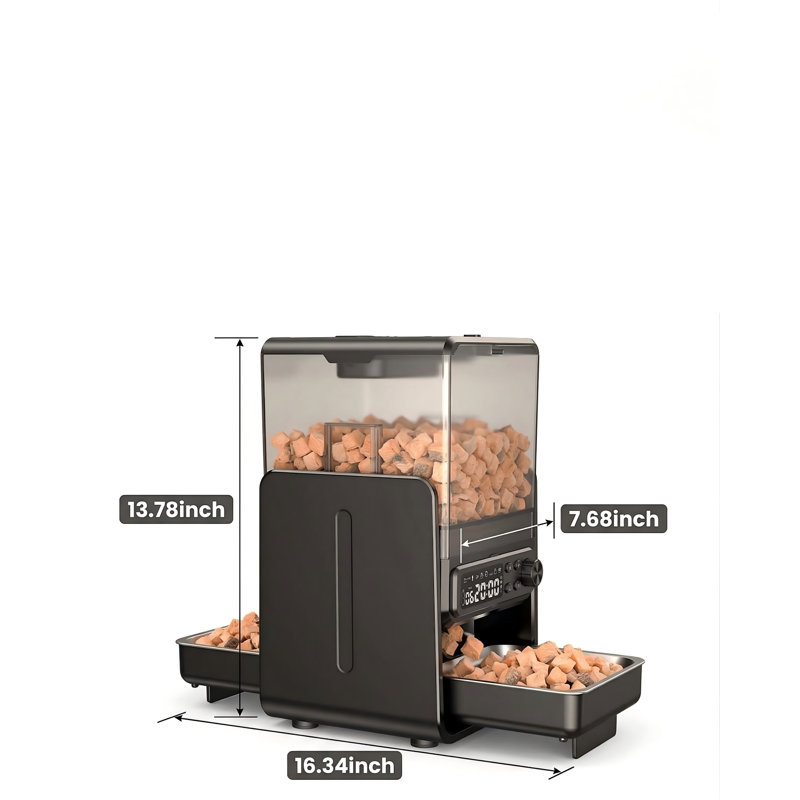 Distributeur automatique à double chat, distributeur de croquettes de 5 L / 20 tasses avec bols doubles réglables surélevés, Interface de contrôle détachable, Unité minuteur pour aliments secs, Source d'alimentation redondante
