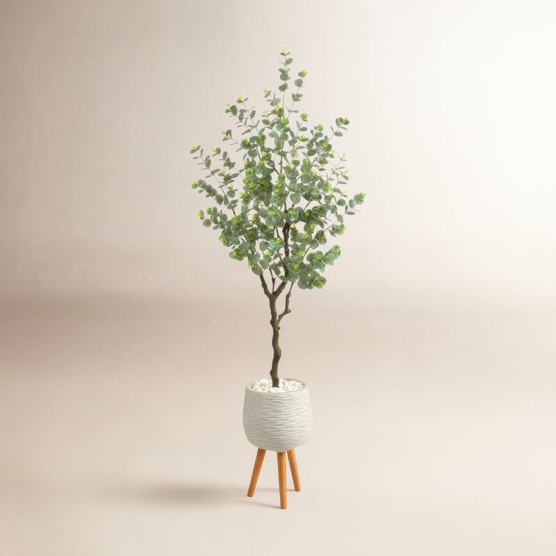 70'' Faux Eucalyptus Tree in Clay Planter