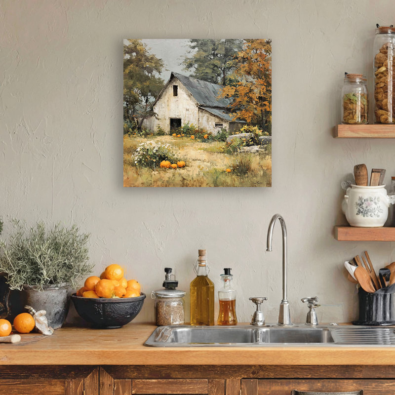 «Weathered Barn in Autumn», art mural sur toile tendue, H 20 po x l 20 po