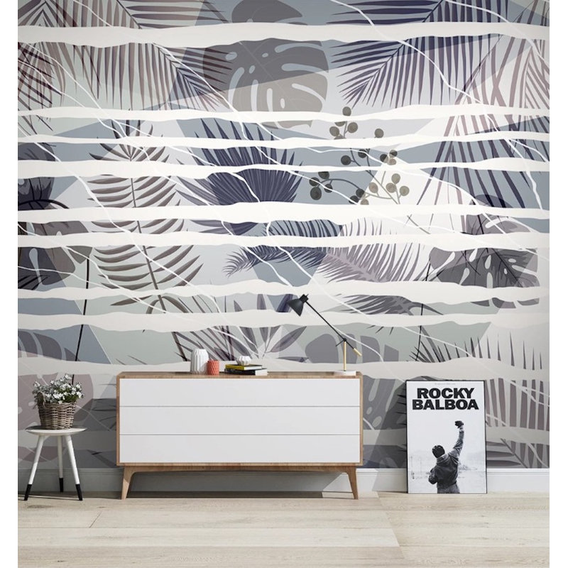 Papier peint floral amovible à motif de forêt tropicale Botanical Leaves, L 9 po x l 15 po