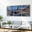 Ensemble de 3 tableaux sur toile représentant la silhouette de la ville vue de la fenêtre-99032406