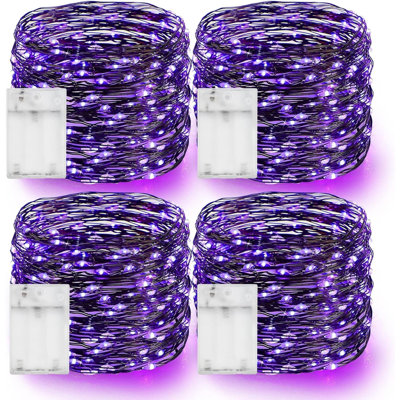 Halloween Fairy String Lights, 4 Pack Total  240LED Copper Wire Battery Operated Waterproof Lights, Halloween Decorations For Indoor Home Outdoor Patio Yard Party Decor