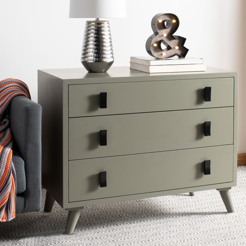 Damanpreet 35.4'' W 3 - Drawer Dresser, Dark Gray