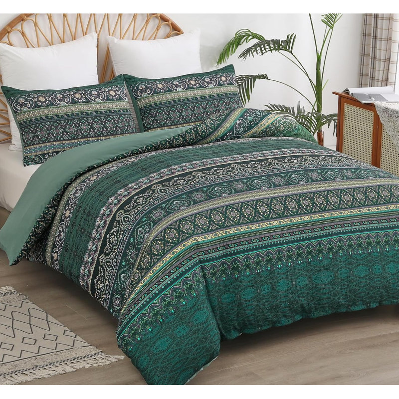 Polyester Floral Duvet Cover, Green Floral